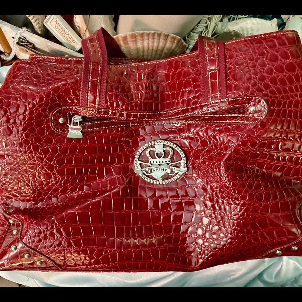 Kathy Van Zeeland Large Travel Tote Bag Red